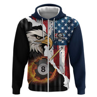 Personalized United States Billiards Zip Hoodie Eagle On Fire 8 Ball - Wonder Print Shop