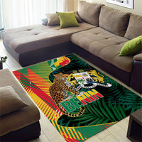 Benin Independence Day Area Rug Coat Of Arms Leopard Oil Palm Leaves