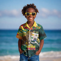 Personalized Benin Independence Day Kid Hawaiian Shirt Coat Of Arms Leopard Oil Palm Leaves