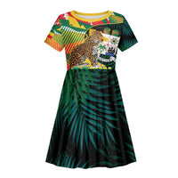 Personalized Benin Independence Day Kid Short Sleeve Dress Coat Of Arms Leopard Oil Palm Leaves