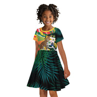 Personalized Benin Independence Day Kid Short Sleeve Dress Coat Of Arms Leopard Oil Palm Leaves