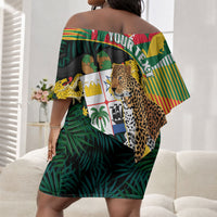 Personalized Benin Independence Day Off Shoulder Short Dress Coat Of Arms Leopard Oil Palm Leaves