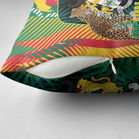 Benin Independence Day Pillow Cover Coat Of Arms Leopard Oil Palm Leaves