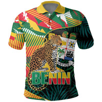 Personalized Benin Independence Day Polo Shirt Coat Of Arms Leopard Oil Palm Leaves