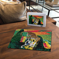 Benin Independence Day Puzzle Coat Of Arms Leopard Oil Palm Leaves