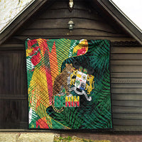 Benin Independence Day Quilt Coat Of Arms Leopard Oil Palm Leaves