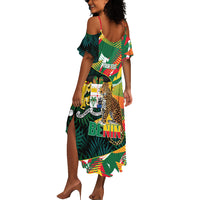 Personalized Benin Independence Day Summer Maxi Dress Coat Of Arms Leopard Oil Palm Leaves