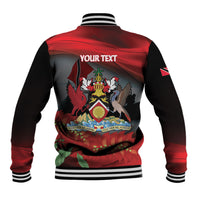 Personalized Trinidad and Tobago Independence Day Baseball Jacket Scarlet Ibis And Chaconia Flowers