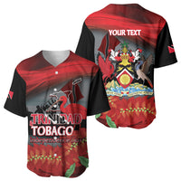 Personalized Trinidad and Tobago Independence Day Baseball Jersey Scarlet Ibis And Chaconia Flowers