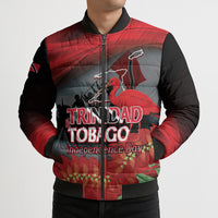 Personalized Trinidad and Tobago Independence Day Bomber Puffer Jacket Scarlet Ibis And Chaconia Flowers