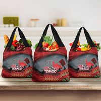 Trinidad and Tobago Independence Day Grocery Bag Scarlet Ibis And Chaconia Flowers
