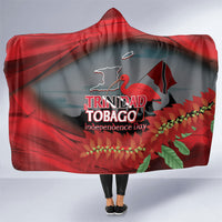 Trinidad and Tobago Independence Day Hooded Blanket Scarlet Ibis And Chaconia Flowers