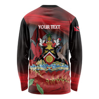 Personalized Trinidad and Tobago Independence Day Long Sleeve Shirt Scarlet Ibis And Chaconia Flowers