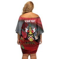 Personalized Trinidad and Tobago Independence Day Off Shoulder Short Dress Scarlet Ibis And Chaconia Flowers
