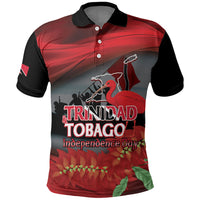 Personalized Trinidad and Tobago Independence Day Polo Shirt Scarlet Ibis And Chaconia Flowers