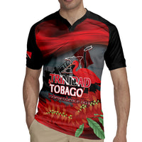 Personalized Trinidad and Tobago Independence Day Rugby Jersey Scarlet Ibis And Chaconia Flowers