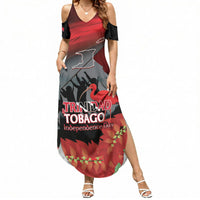 Personalized Trinidad and Tobago Independence Day Summer Maxi Dress Scarlet Ibis And Chaconia Flowers