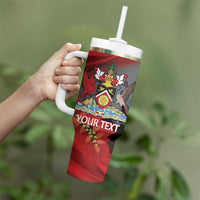 Personalized Trinidad and Tobago Independence Day Tumbler With Handle Scarlet Ibis And Chaconia Flowers