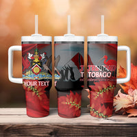 Personalized Trinidad and Tobago Independence Day Tumbler With Handle Scarlet Ibis And Chaconia Flowers