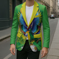 Vai Brasil Football Blazer 2026 Go Canarinho Macaw Parrot Flag Proud