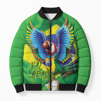 Vai Brasil Football Bomber Puffer Jacket 2026 Go Canarinho Macaw Parrot Flag Proud