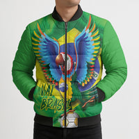 Vai Brasil Football Bomber Puffer Jacket 2026 Go Canarinho Macaw Parrot Flag Proud