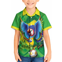 Vai Brasil Football Kid Hawaiian Shirt 2026 Go Canarinho Macaw Parrot Flag Proud
