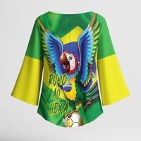 Vai Brasil Football Kimono Sleeve Blouse 2026 Go Canarinho Macaw Parrot Flag Proud
