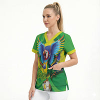 Vai Brasil Football Scrub Top 2026 Go Canarinho Macaw Parrot Flag Proud