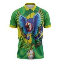 Vai Brasil Football Zipper Polo Shirt 2026 Go Canarinho Macaw Parrot Flag Proud