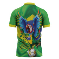 Vai Brasil Football Zipper Polo Shirt 2026 Go Canarinho Macaw Parrot Flag Proud