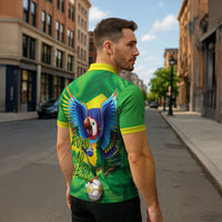 Vai Brasil Football Zipper Polo Shirt 2026 Go Canarinho Macaw Parrot Flag Proud