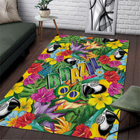 Macaw Parrot Brazil Area Rug Maracas Seamless Tropical Flowers
