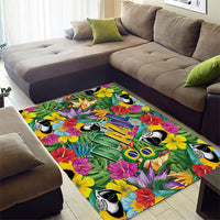 Macaw Parrot Brazil Area Rug Maracas Seamless Tropical Flowers