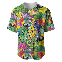 Macaw Parrot Brazil Baseball Jersey Maracas Seamless Tropical Flowers