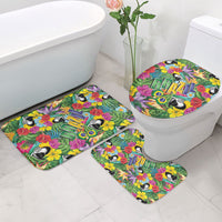 Macaw Parrot Brazil Bathroom Set Maracas Seamless Tropical Flowers