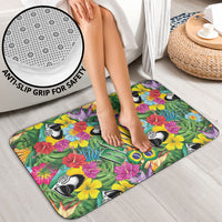 Macaw Parrot Brazil Bathroom Set Maracas Seamless Tropical Flowers