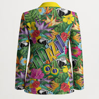 Macaw Parrot Brazil Blazer Maracas Seamless Tropical Flowers