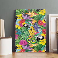 Macaw Parrot Brazil Canvas Wall Art Maracas Seamless Tropical Flowers