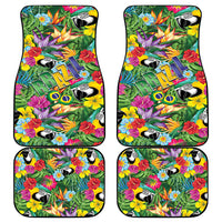 Macaw Parrot Brazil Car Mats Maracas Seamless Tropical Flowers