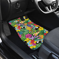 Macaw Parrot Brazil Car Mats Maracas Seamless Tropical Flowers