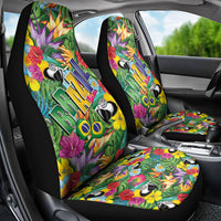 Macaw Parrot Brazil Car Seat Cover Maracas Seamless Tropical Flowers