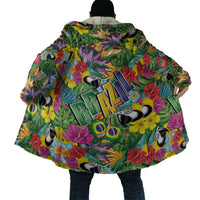 Macaw Parrot Brazil Cloak Maracas Seamless Tropical Flowers