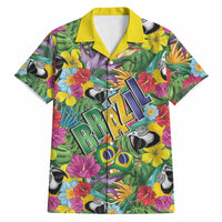 Macaw Parrot Brazil Hawaiian Shirt Maracas Seamless Tropical Flowers