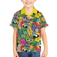 Macaw Parrot Brazil Hawaiian Shirt Maracas Seamless Tropical Flowers