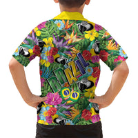 Macaw Parrot Brazil Hawaiian Shirt Maracas Seamless Tropical Flowers