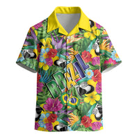 Macaw Parrot Brazil Kid Hawaiian Shirt Maracas Seamless Tropical Flowers