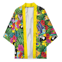 Macaw Parrot Brazil Kimono Maracas Seamless Tropical Flowers