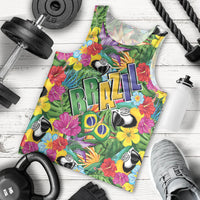 Macaw Parrot Brazil Men Tank Top Maracas Seamless Tropical Flowers
