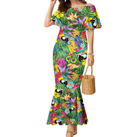 Macaw Parrot Brazil Mermaid Dress Maracas Seamless Tropical Flowers